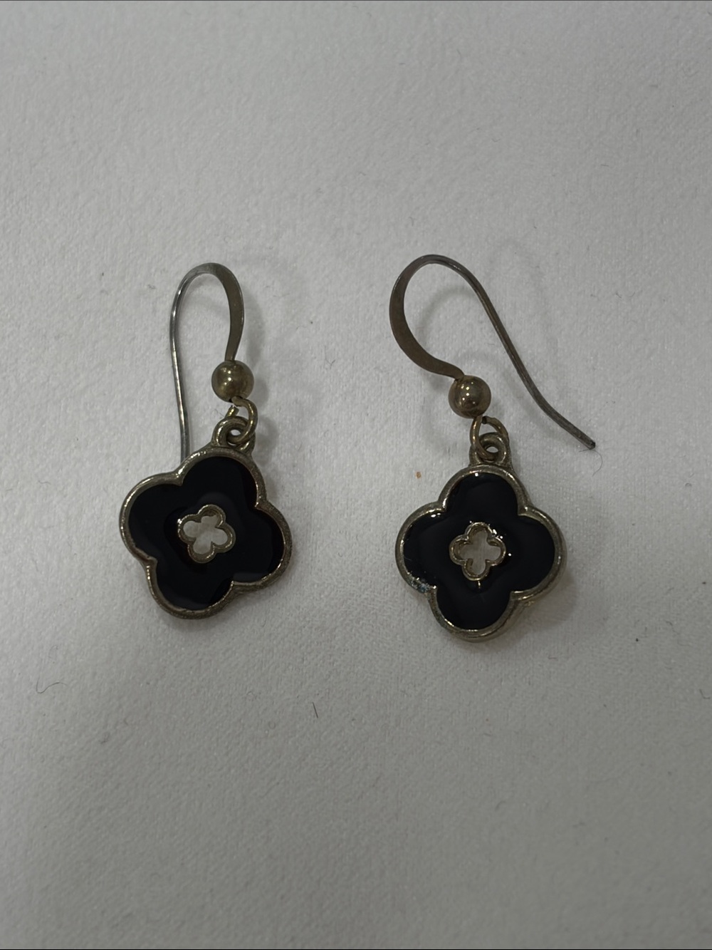 Gold-Tone Black Clover Drop Earrings